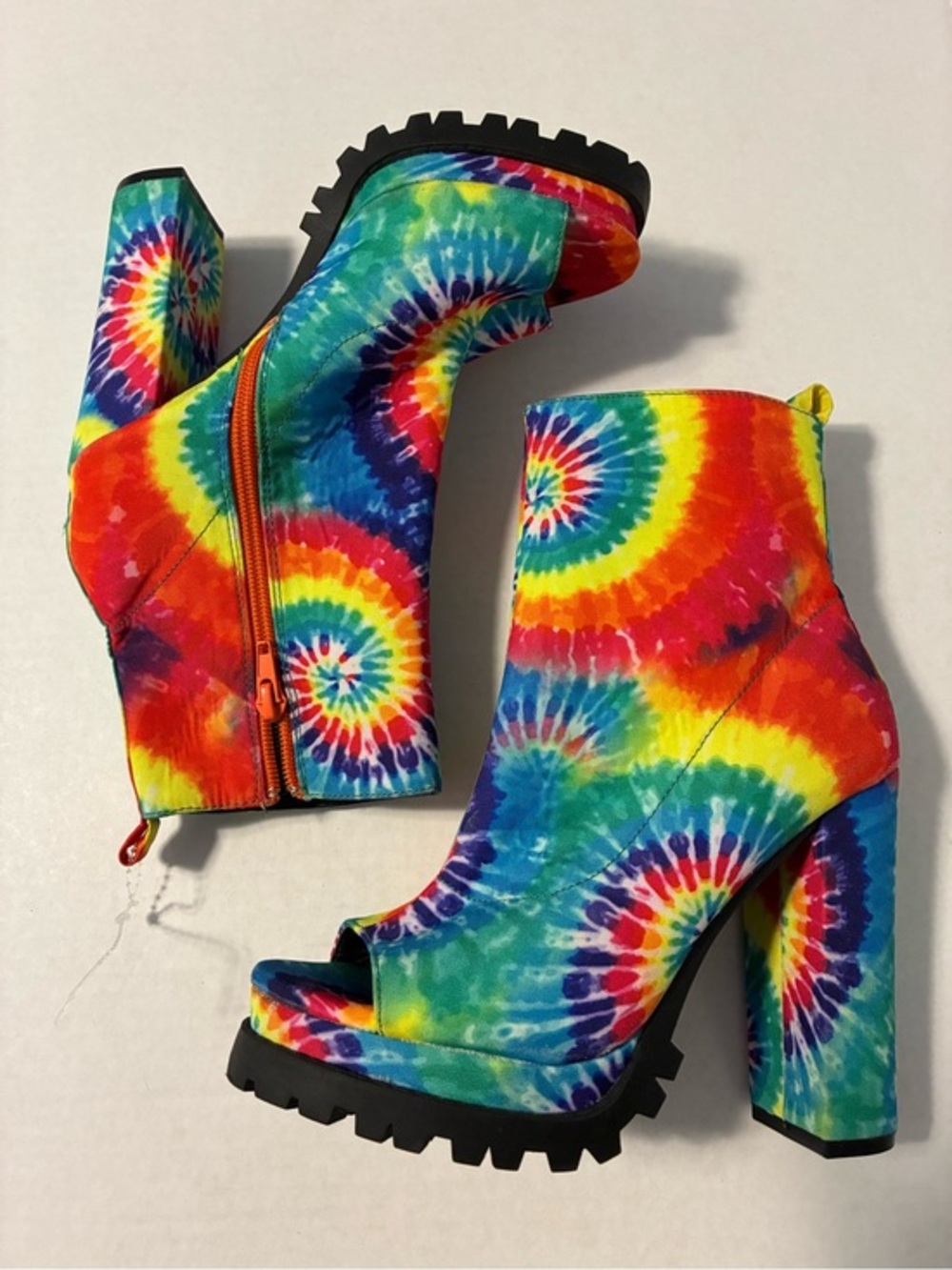 Mata Tie Dye Open Toe Chunky Platform Heel Ankle Boots New Women’s size 5.5